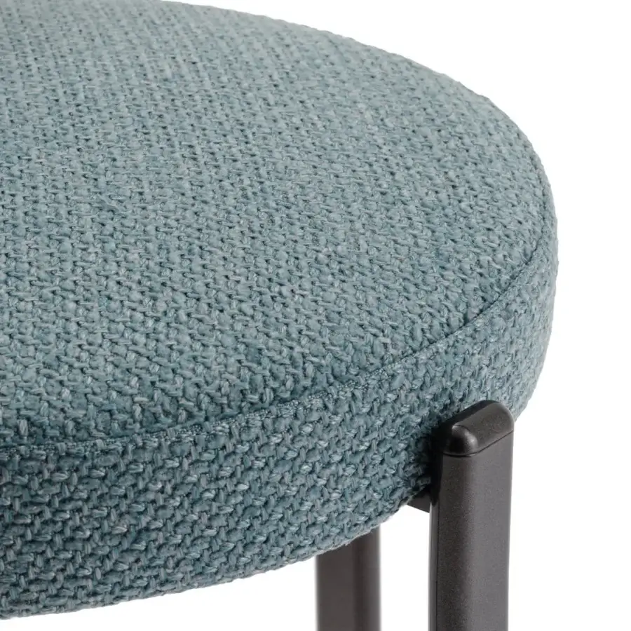 Superior Turri Roma chair with metal legs and light blue-green woven textile upholstery crafted in refined finishes