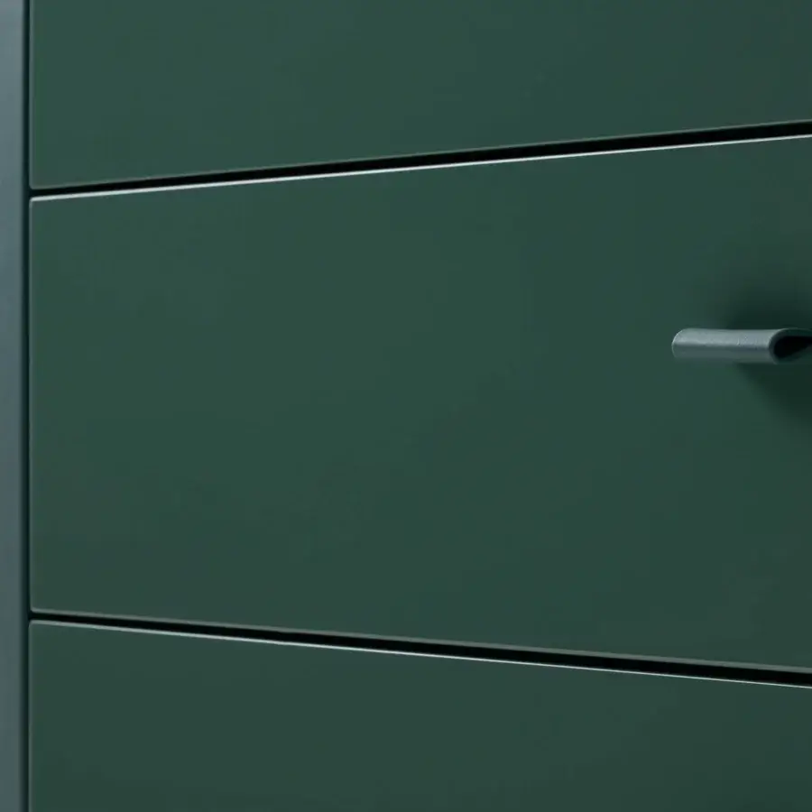 Elegant Turri Roma dresser in deep green glossy lacquer with subtle metal pull handles
