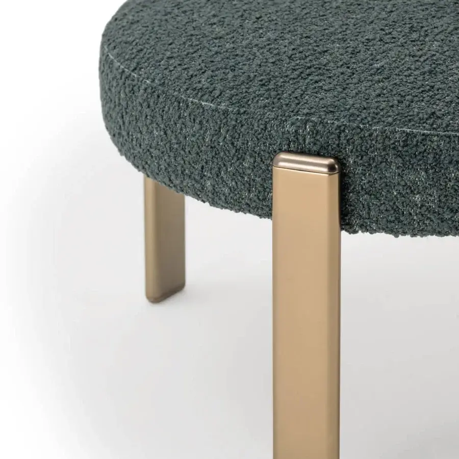 Lavish Turri Roma lounge chair with looped deep teal textile upholstery and matte gold-toned metal legs