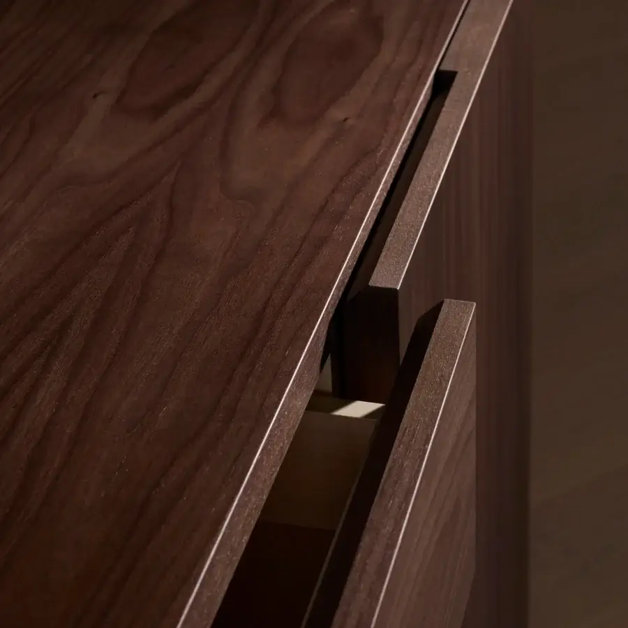 Meticulous Bellavista London sideboard crafted with oak veneer and natural maple in a dark brown finish