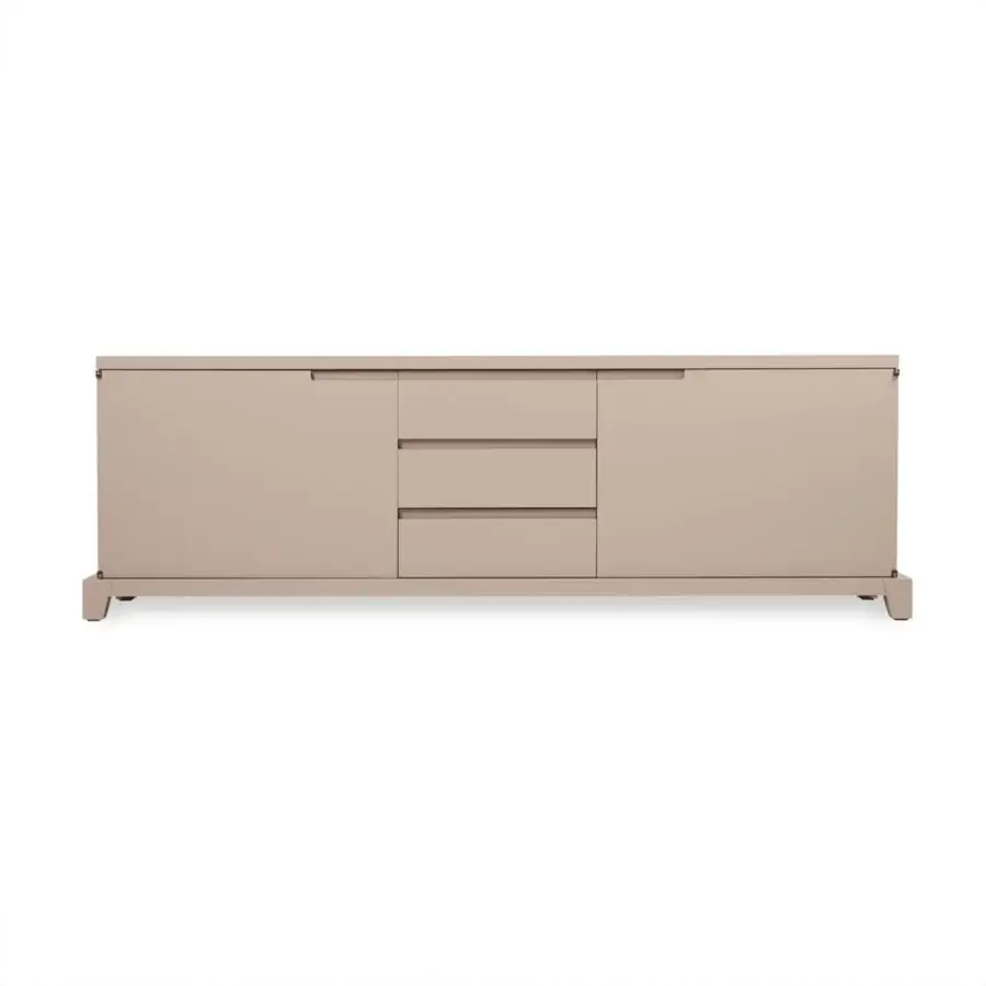 Distinguished Bellavista Madia sideboard with light beige matte lacquered finish and brass hinges built with Italian poplar