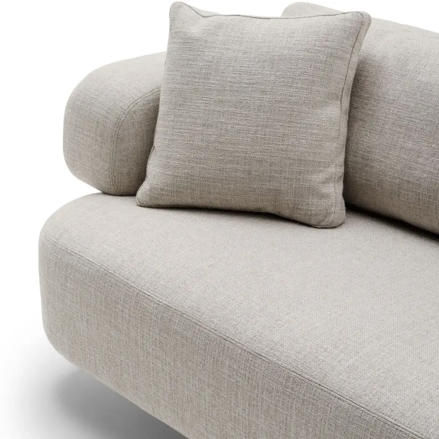 Distinguished Turri Roma chaise lounge with light neutral gray textile upholstery and champagne gold metal feet