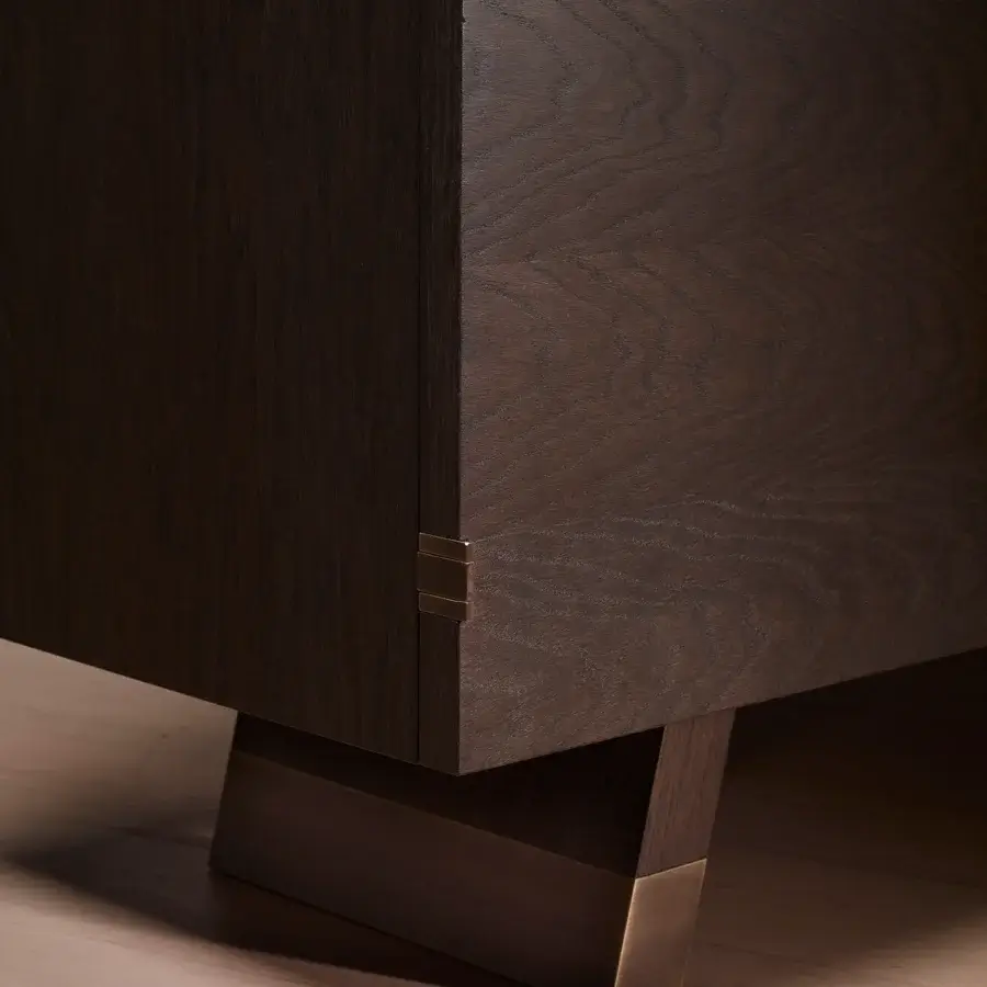 Elegant Bellavista Madison sideboard built from walnut wood with brass accents and a dark brown finish