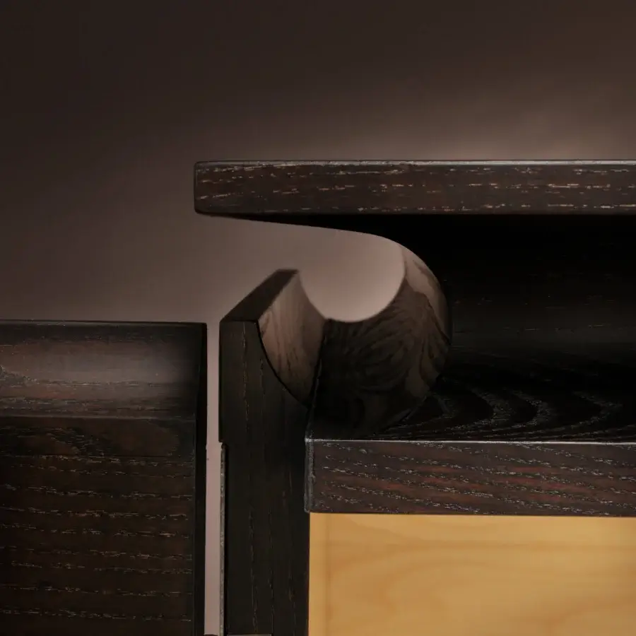 Exceptional Bellavista Philippe sideboard crafted with walnut veneer and solid wood in a deep brown finish