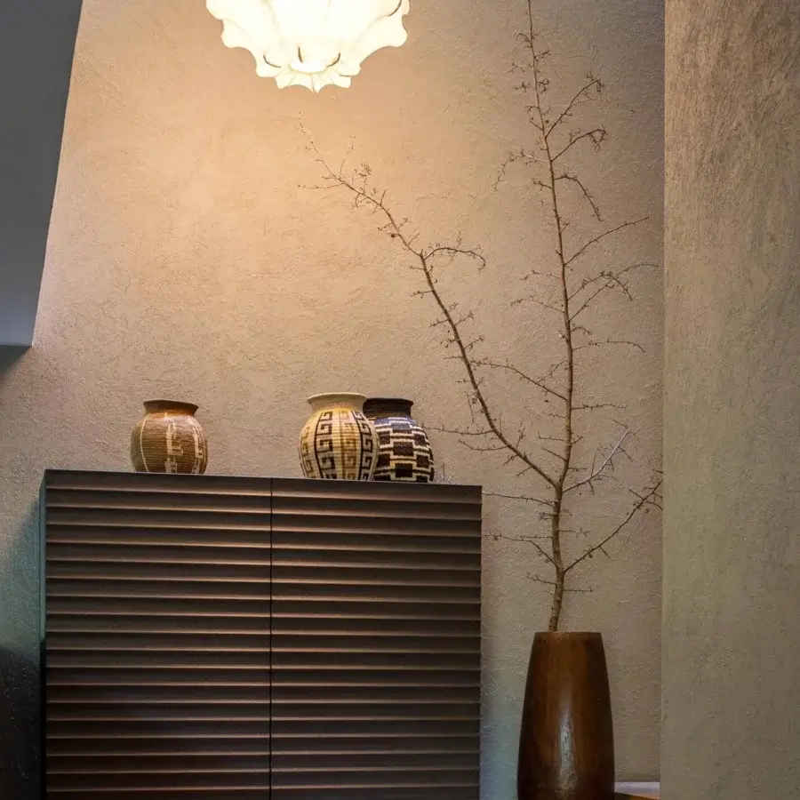 Exclusive Moroso Rows cupboard crafted in Italy with oak veneer and horizontally grooved dark brown finish