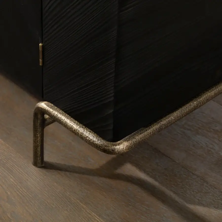 Superior Bellavista Alexander cabinet crafted from Italian poplar with exotic wood veneer and aged bronze-like legs