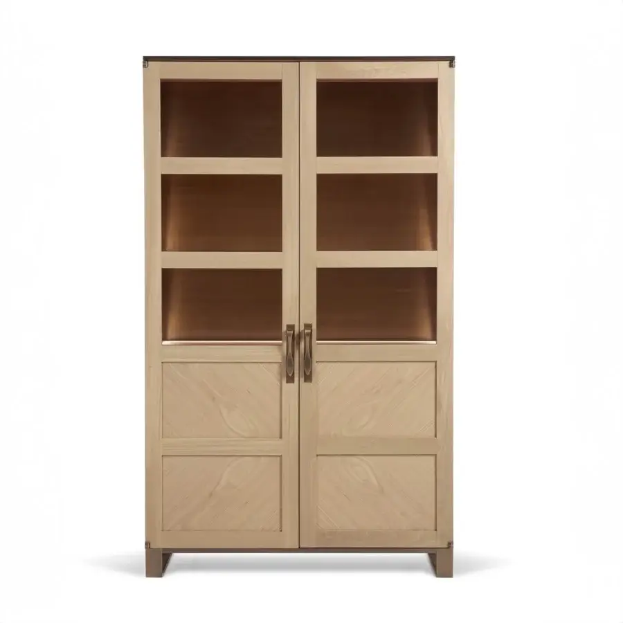 Refined Bellavista Arbat cabinet crafted in oak with smoked glass doors and cast brass handles, presenting a matte finish