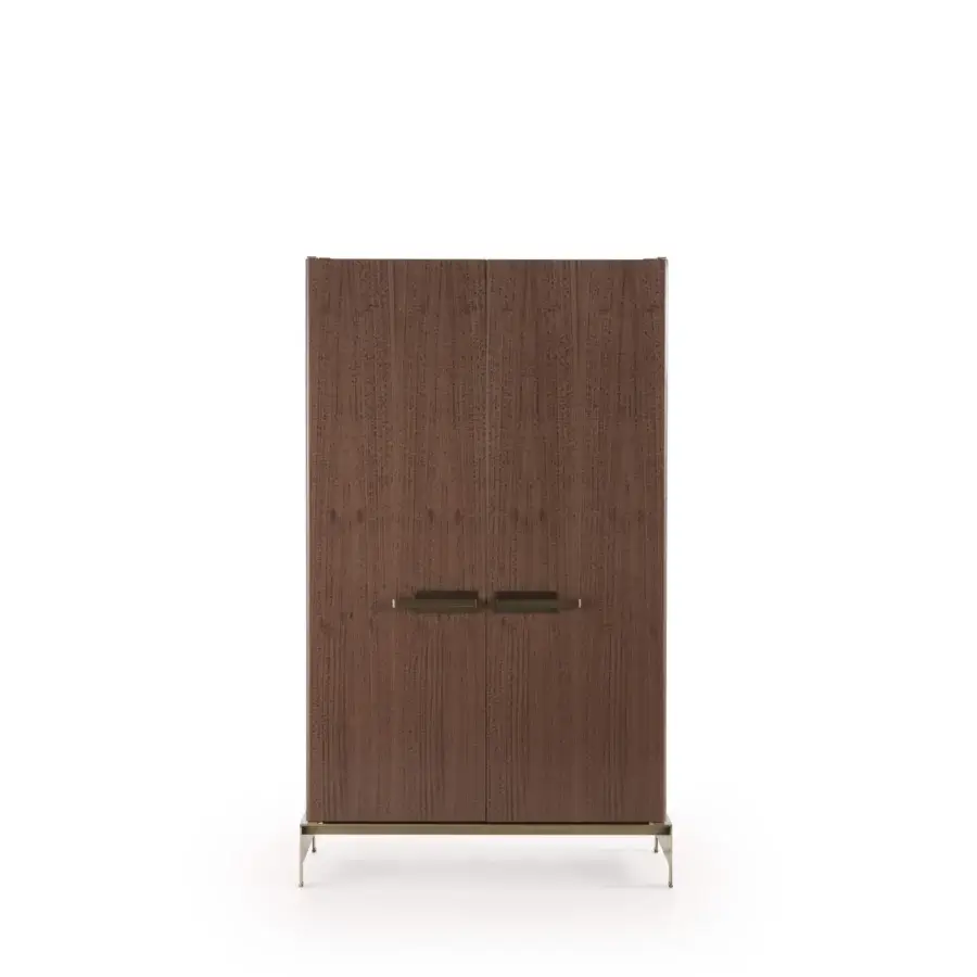Distinguished Bellavista Him bar unit crafted in Italian poplar with European woods, copper sheeting and smooth brown finish