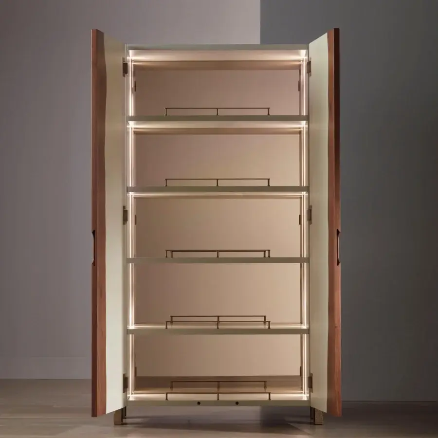 Exceptional Bellavista Tree Cabinet crafted in Italian poplar block-board with matte lacquered finish and natural Ashwood detail