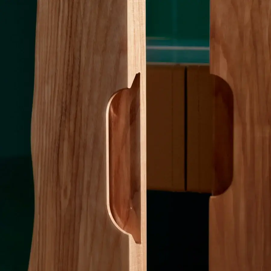 Distinguished Bellavista Tree cabinet built in Italian poplar block-board with carved brass handles and matte lacquered finish