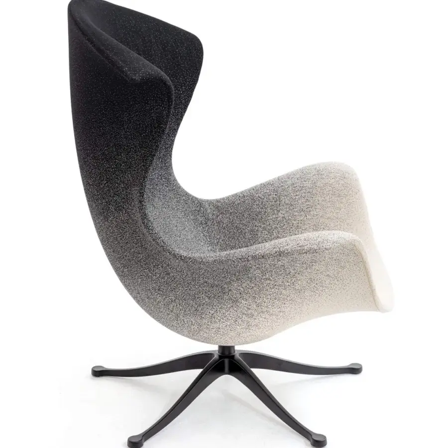 Exceptional Moroso One Page lounge chair in gradient black to light gray with a die-cast aluminum swivel base crafted in Italy