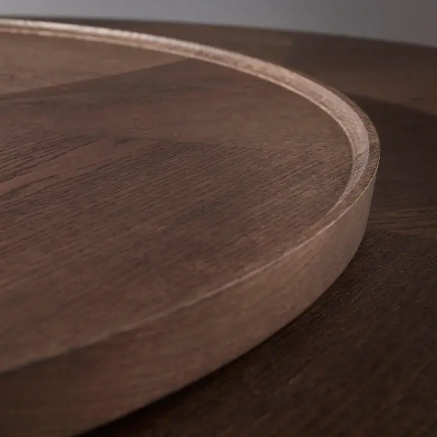 Exceptional Bellavista Oliver table with inlaid veneered top and Italian poplar blockboard built with real European woods in dark brown matte finish