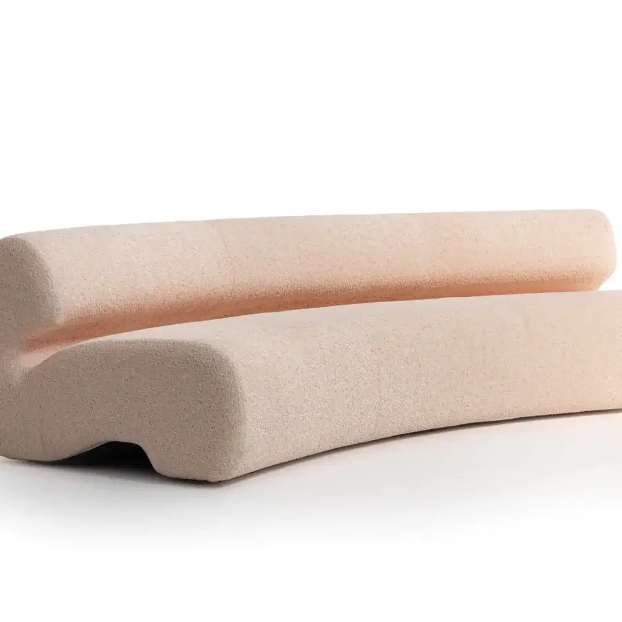 Distinguished Moroso Gruuve sofa with fluid irregular lines upholstered in light beige textile and Polimex® base