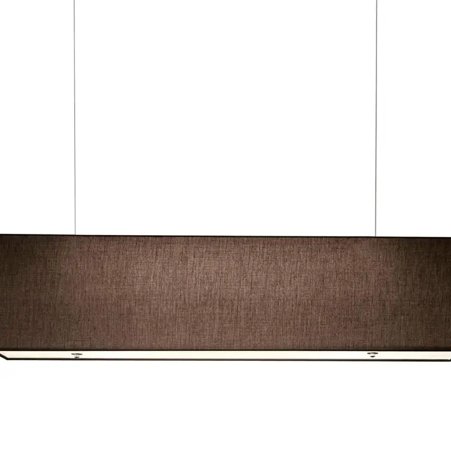 Distinguished Modo Luce Rettangolo suspension lamp with a dark brown rectangular cotton fabric lampshade and refined lines