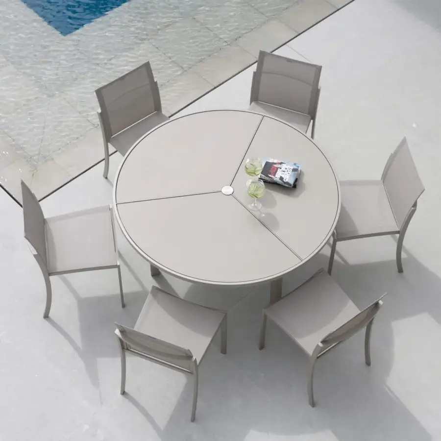 Distinguished Royal Botania O-Zon chair with coated stainless steel frame and breathable Batyline seat in matte gray finish