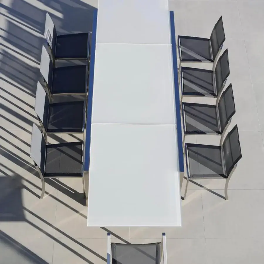 Superior Royal Botania O-Zon chair with electro polished stainless steel frame and dark gray Batyline seat and backrest