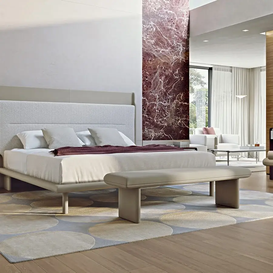 Captivating Turri Zero ottoman with light beige textile upholstery and smooth matte finish