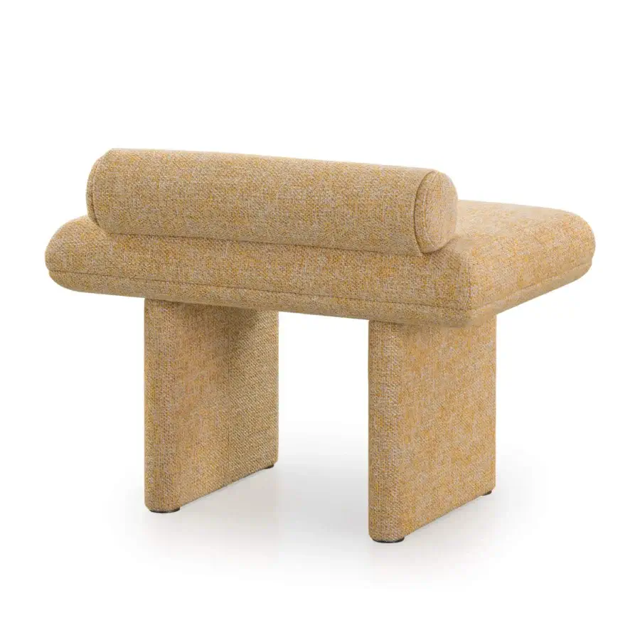 Superior Turri Zero ottoman upholstered in textured yellow textile with subtle beige undertones for enhanced sitting comfort