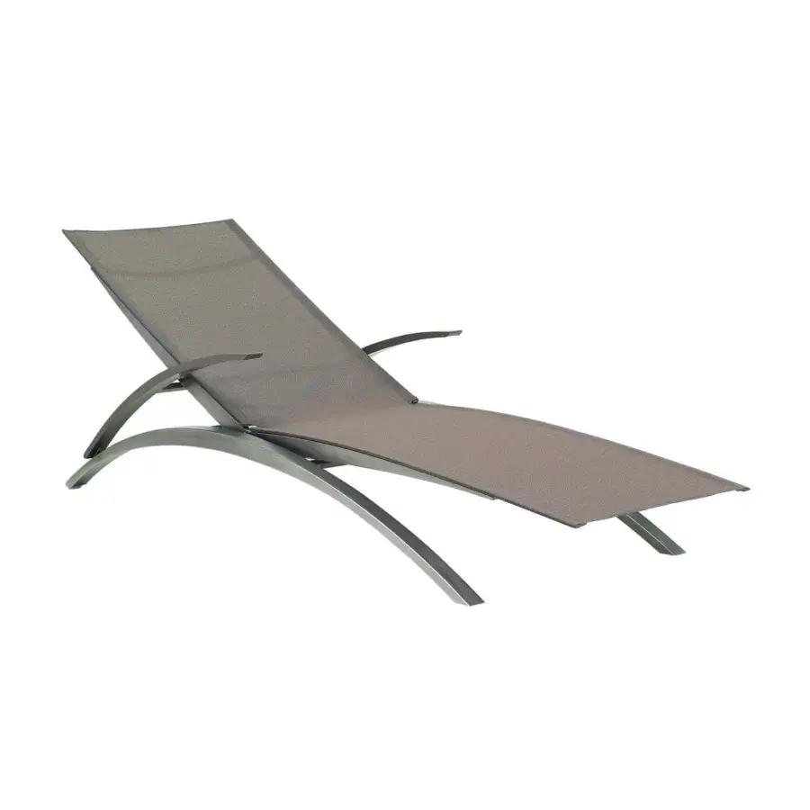 Superior Royal Botania O-Zon lounger with cool gray Batyline seat and sand coated stainless steel frame