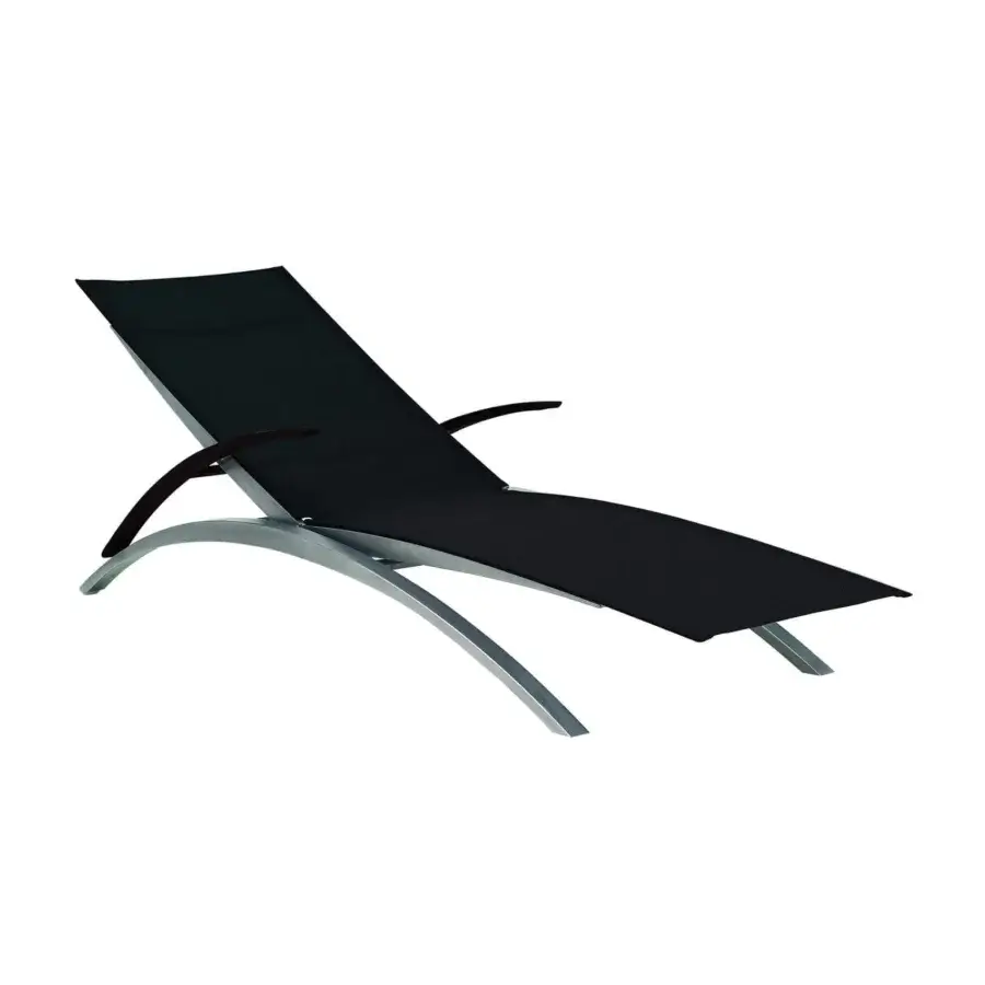 Distinguished Royal Botania O-Zon lounger with sand coated stainless steel frame and sleek black Batyline seat