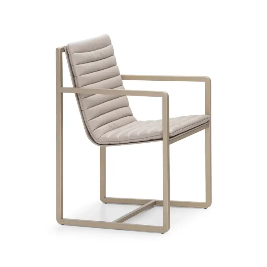 Elegant Formitalia Kazimir armchair with light tan leather upholstery and sleek powder-coated metal structure