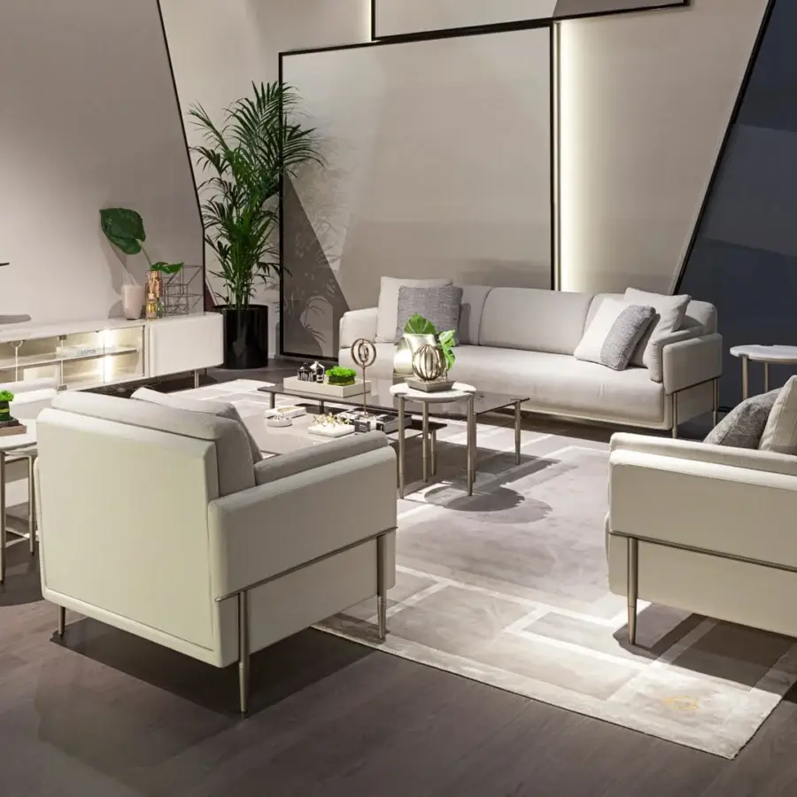 Exclusive Turri Zero TV stand with glass doors, lacquered wood shelf and coated leather side compartments