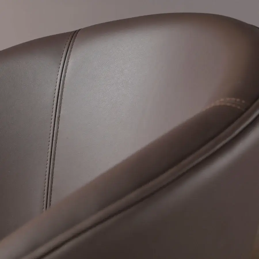 Exceptional Bellavista Berta chair crafted in solid olive ashwood with brown leather and distinctive brass knobs
