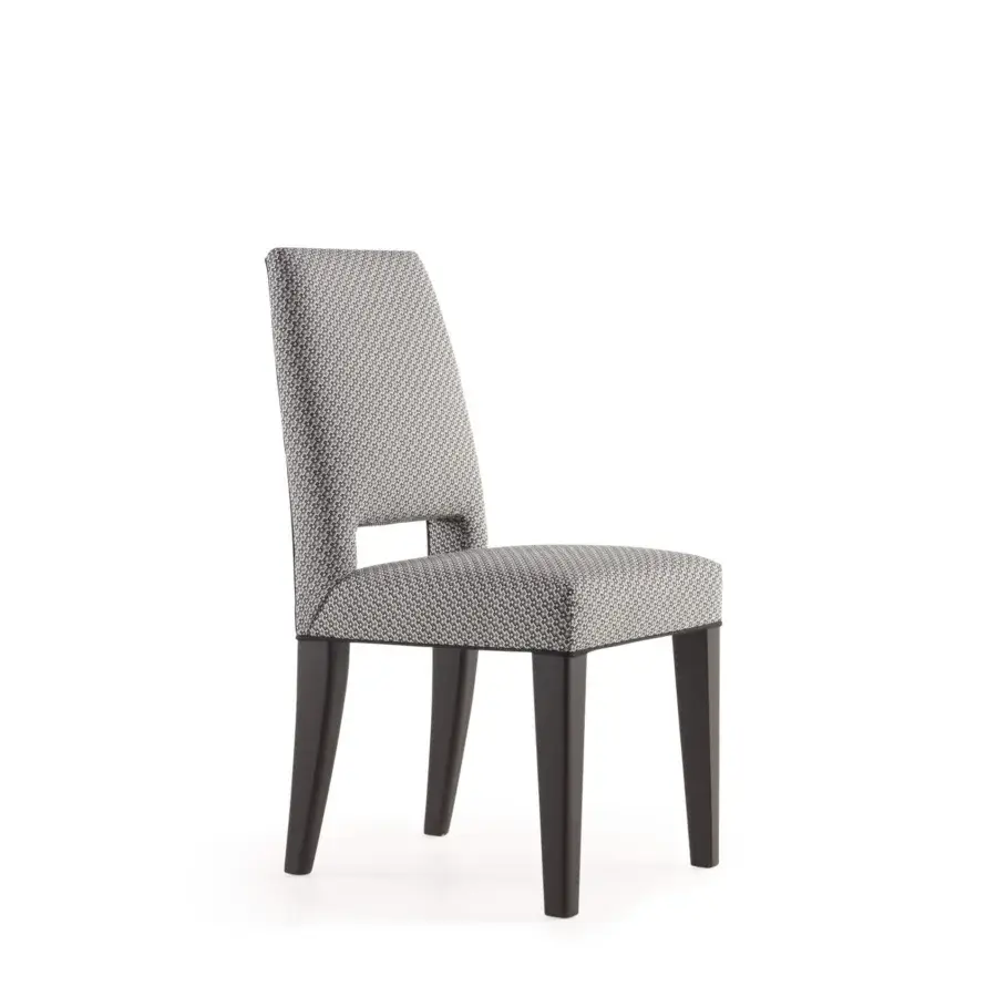 Distinguished Bellavista Margot chair crafted in Italy with patterned grey and white fabric upholstery and beechwood legs