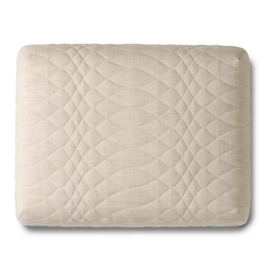 Elegant Moroso Redondo sofa crafted in light beige quilted fabric with black polypropylene feet