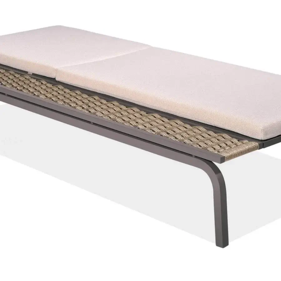 Sophisticated Roberti Rattan Portofino lounger with aluminum frame, Batyline fabric and woven Nautic Rope in dark gray matte finish