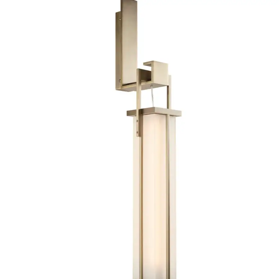 Superior Bellavista Ignis wall lamp with rectangular white glass and brushed matte golden-toned brass structure