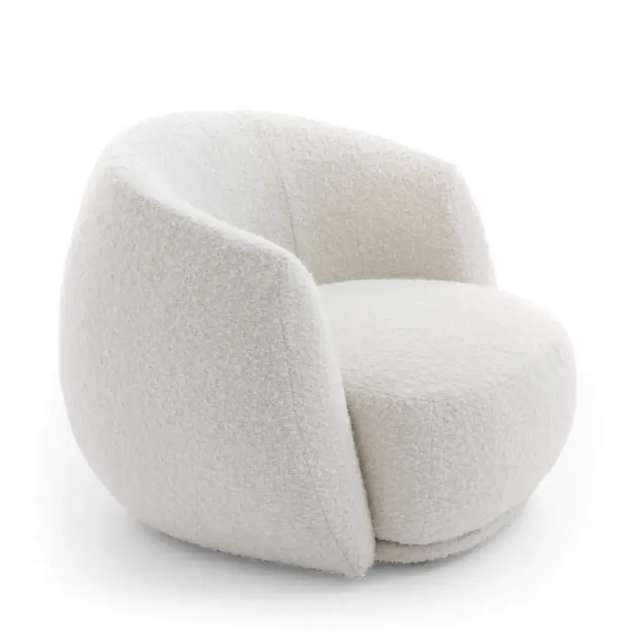 Superior Moroso Pacific lounge chair with rounded oversized form upholstered in textured off-white textile and internal steel frame