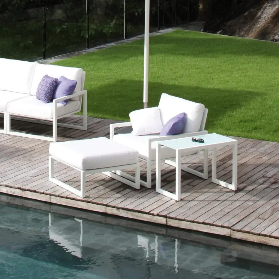 Superior Royal Botania Ninix lounge chair with white Batyline and powder-coated steel frame built for contemporary spaces
