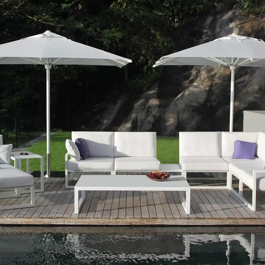 Distinguished Royal Botania Ninix lounge chair with white Batyline and a smooth matte white coated steel frame