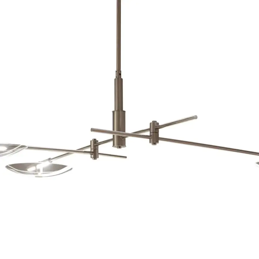 Exceptional Turri Zero suspension lamp with intersecting tubular metal arms and translucent glass discs in a warm neutral finish