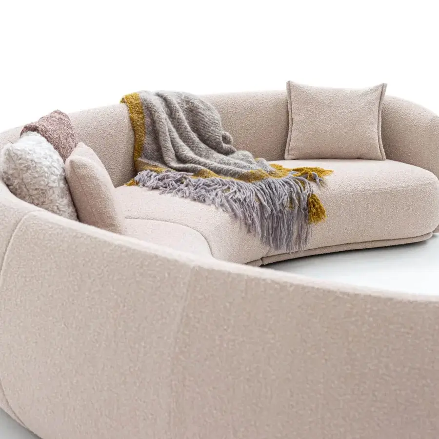 Exceptional Moroso Pacific sectional with enveloping comfort upholstered in light beige textile and skilled Italian construction