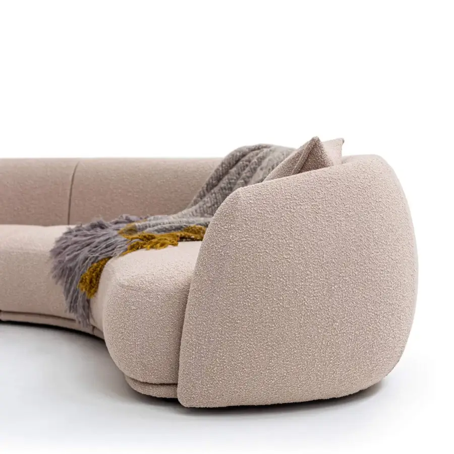 Superior Moroso Pacific sectional with organic curves upholstered in light beige textured textile and matte finish
