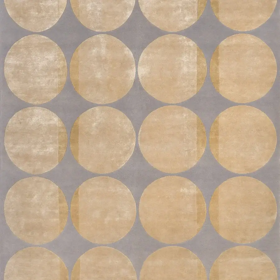 Distinguished Turri Zero rug with geometric circles and subtle stripes crafted in gray, wool and silk