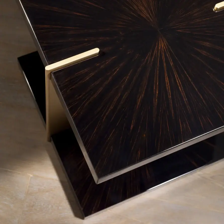 Lavish Bellavista Apollo side & coffee table with Italian poplar and exotic wood veneer in a deep brown glossy finish