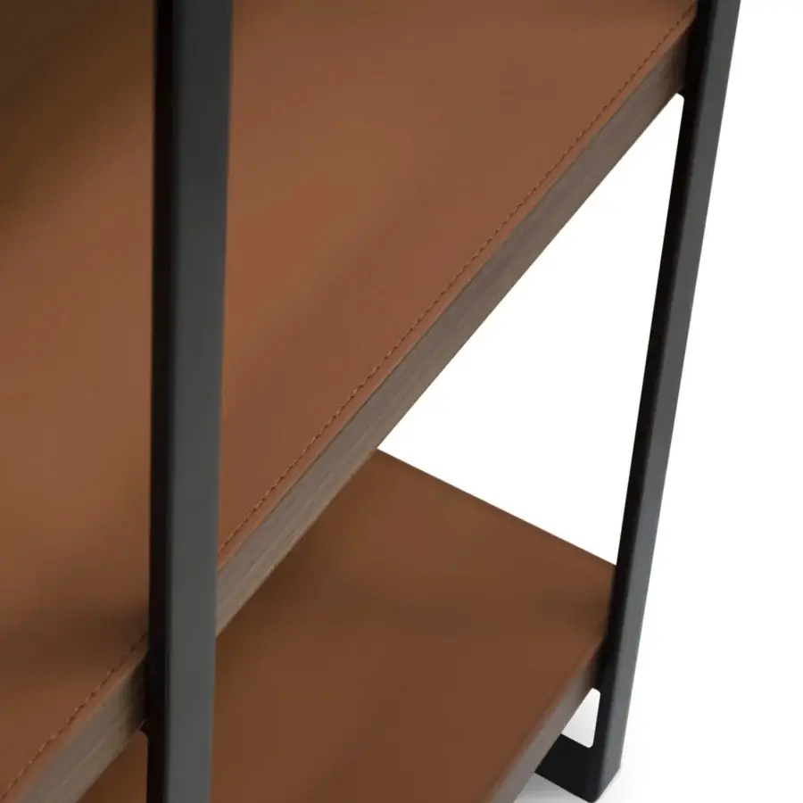 Elegant Formitalia Fortytwo bookcase with wood veneer shelves and a sleek matte black metal structure