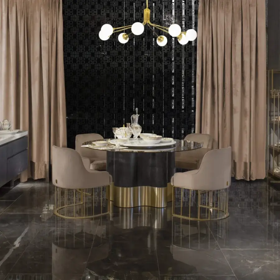 Exceptional Formitalia Fortytwo bookcase with dark wood veneer shelves and gold-finished metal structure