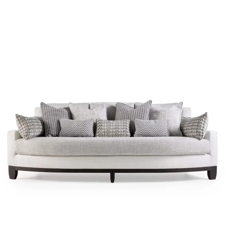 Superior Bellavista Josephine sofa with light gray textured textile upholstery and solid Ashwood base construction
