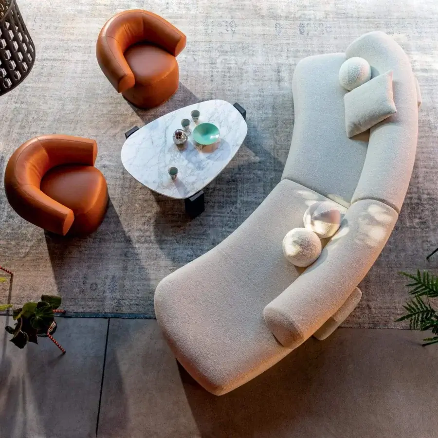 Distinguished Moroso Gogan sectional upholstered in textured off-white fabric with a soft matte finish