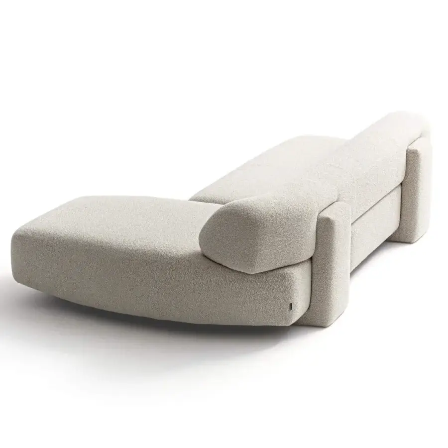 Lavish Moroso Gogan sectional sculpted like soft stones with a textured matte finish in neutral tone fabric and wooden structure