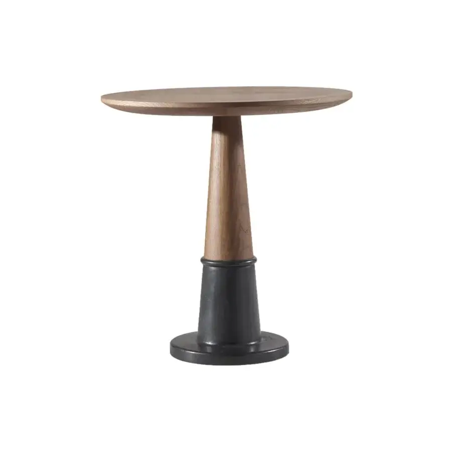Distinguished Bellavista Filiberto side table with brushed solid oak top and dark matte cast brass base
