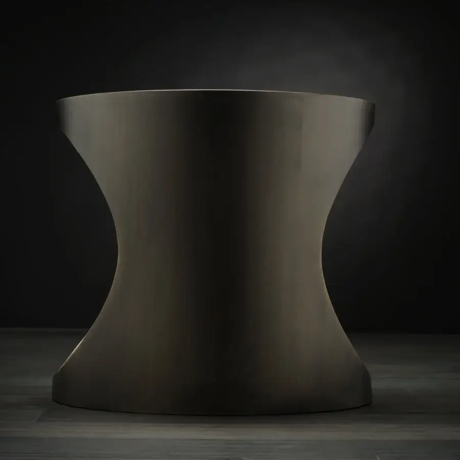 Superior Bellavista Hole side table in muted brown metal with a smooth matte finish crafted in Italy
