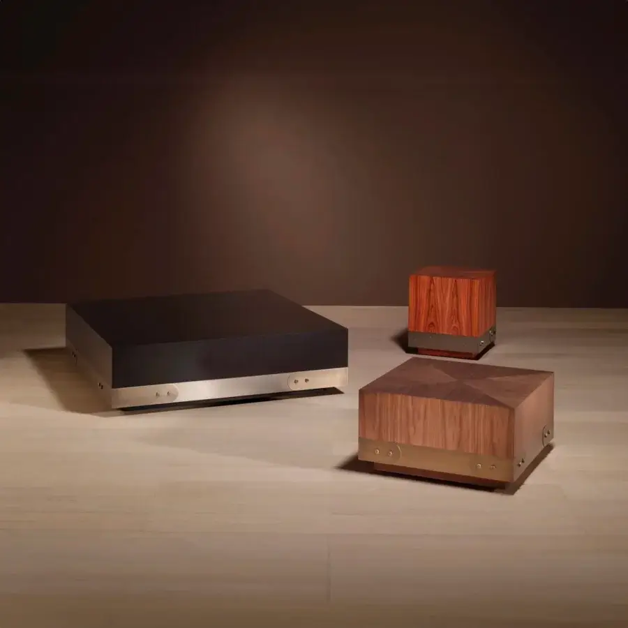 Distinguished Bellavista coffee table crafted with dark wood veneer and a brushed brass bottom strip with hexagonal bolts