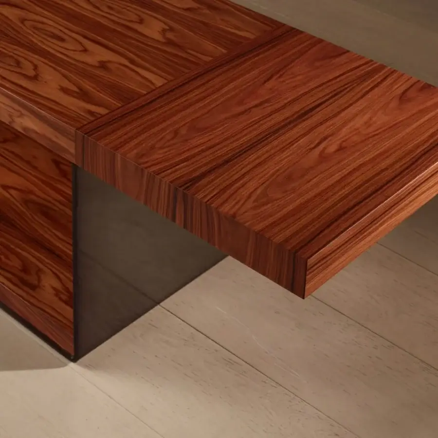 Exceptional Bellavista Retro console crafted with Italian poplar, exotic wood veneer, and reddish-brown finish