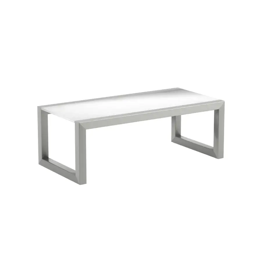 Superior Royal Botania Ninix lounge side table with light gray powder-coated aluminum and matte ceramic tabletop