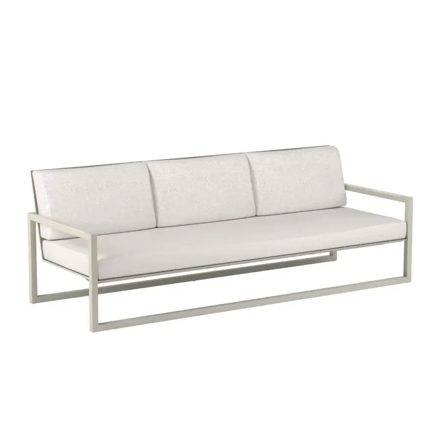 Exceptional Royal Botania Ninix lounge sofa with stainless steel frame and light off-white textured Batyline seat in a matte finish